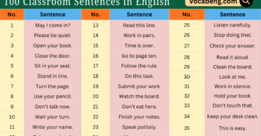 100 Classroom Sentences in English with Pictures