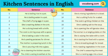 100 Kitchen Sentences in English with Pictures