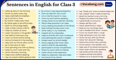 100 Sentences in English for Class 3 with Pictures