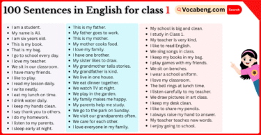 100 Sentences in English for class 1 with Pictures