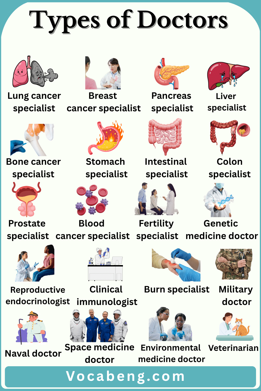 20 Types of Doctors Names List in English With Images