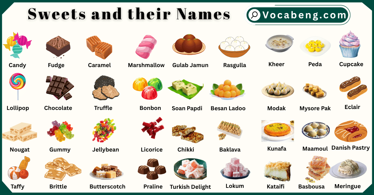 60 Sweets and their Names in English with Pictures - vocabeng.com