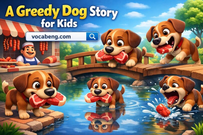 A Greedy Dog Story for kids In English with Morals