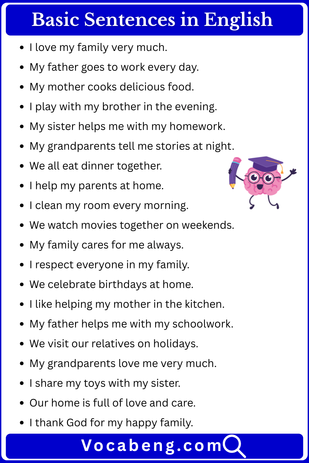 Basic Sentence in English for grade four