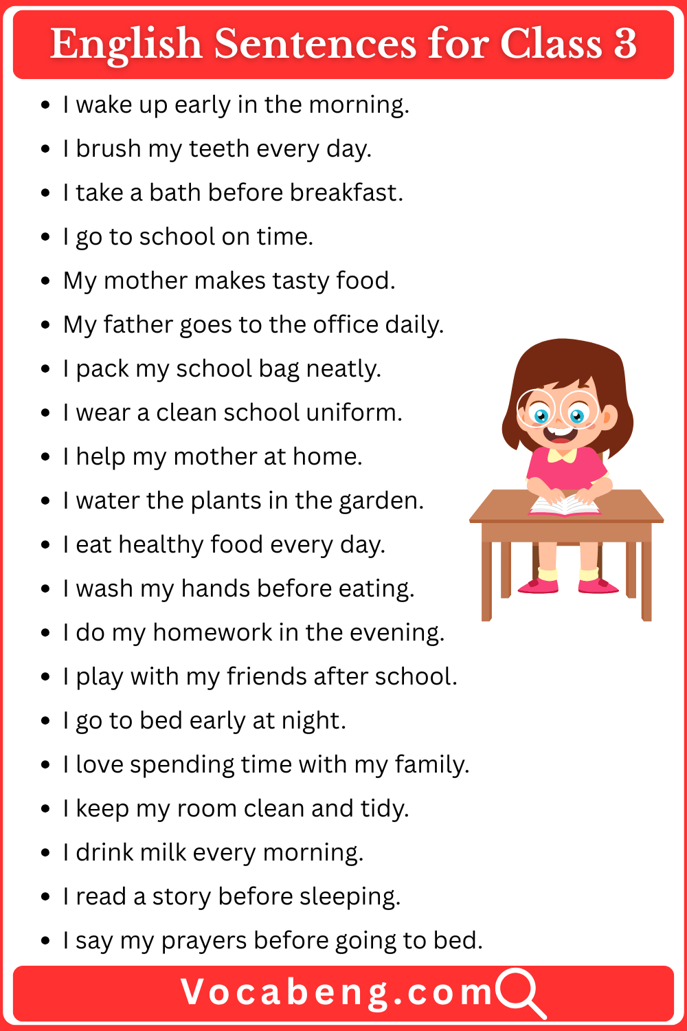 Common English Sentences for Class 3
