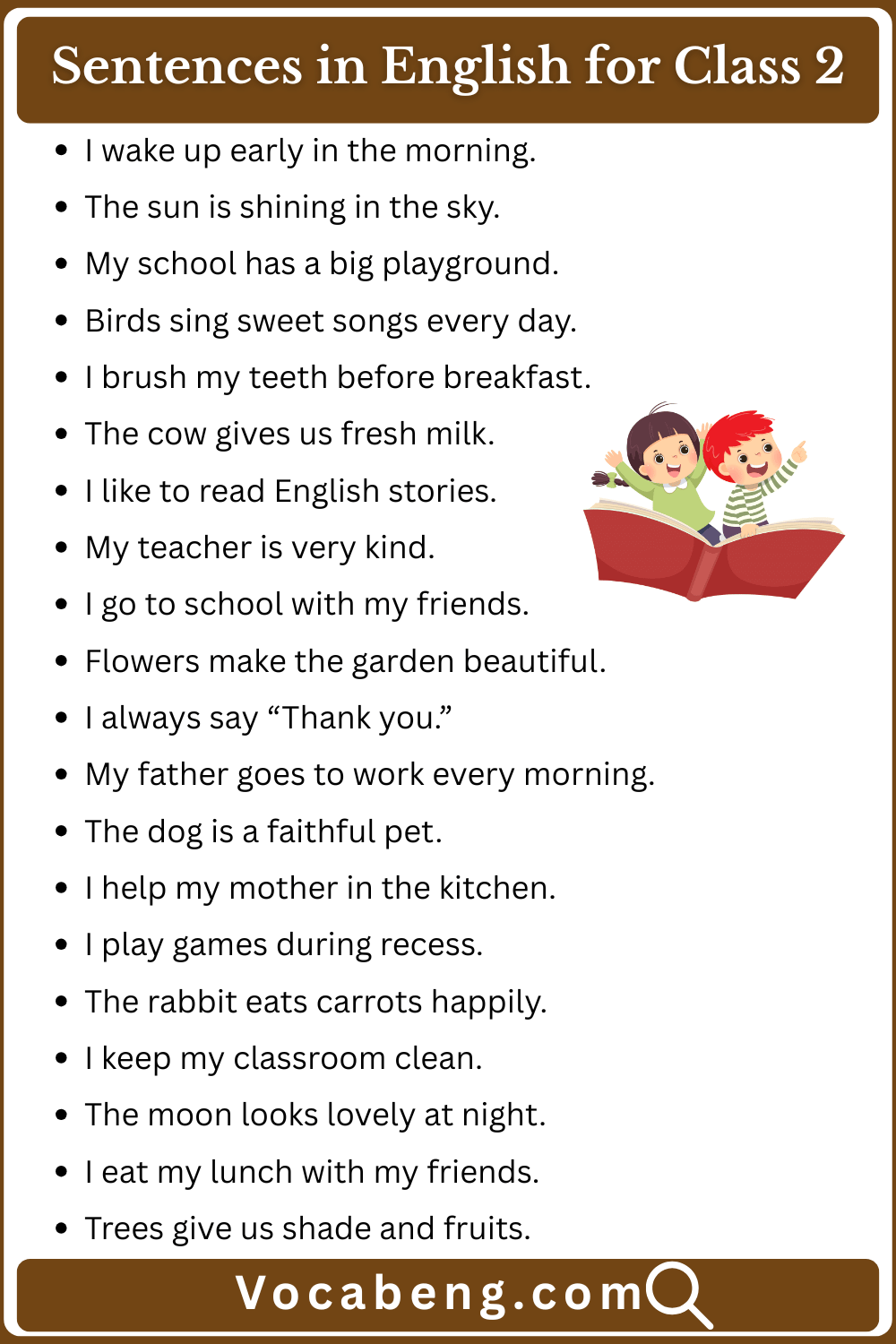 Common Sentences in English for Class 2