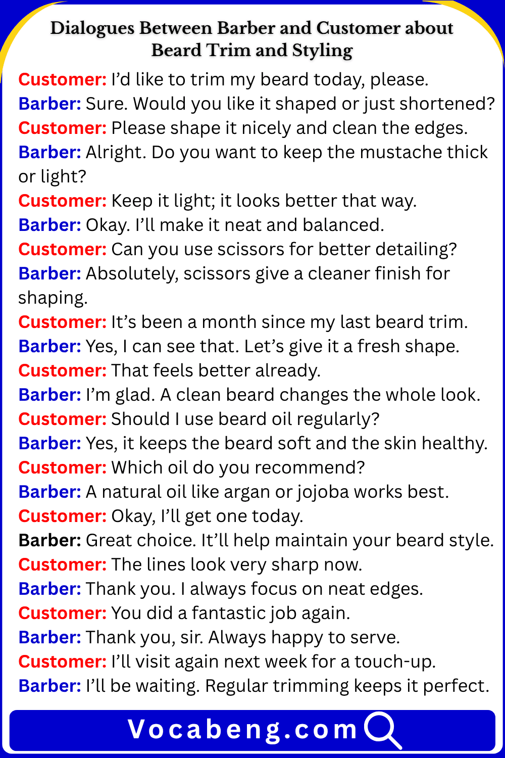 Dialogue about Beard Trim and Styling