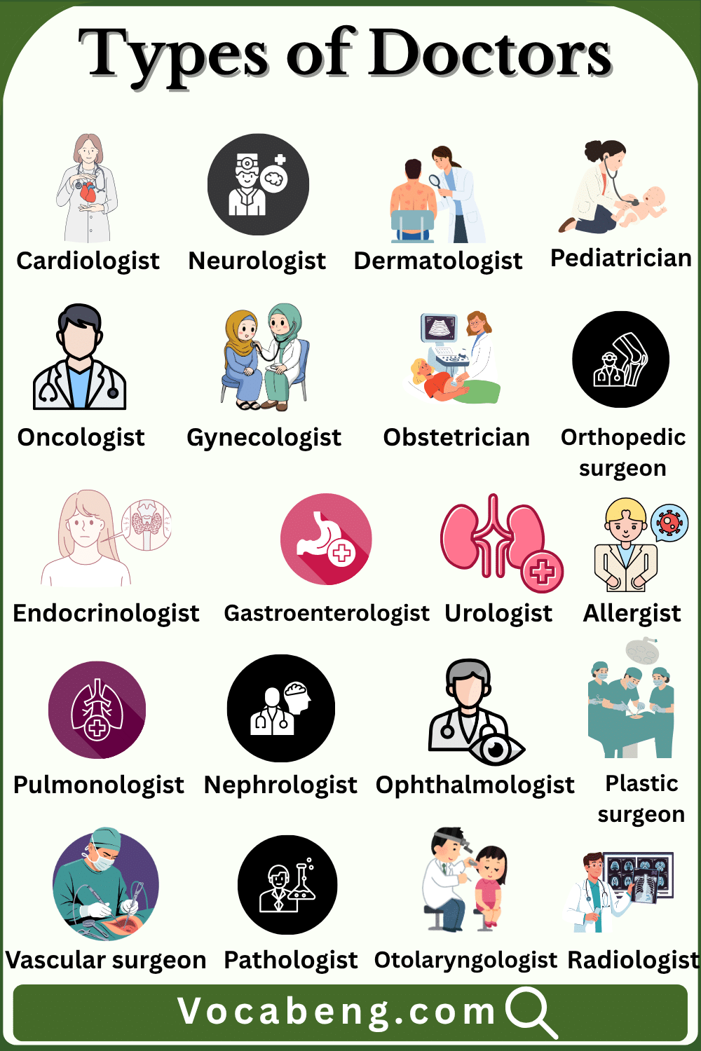 Different Types of Doctors Names in English With Pictures