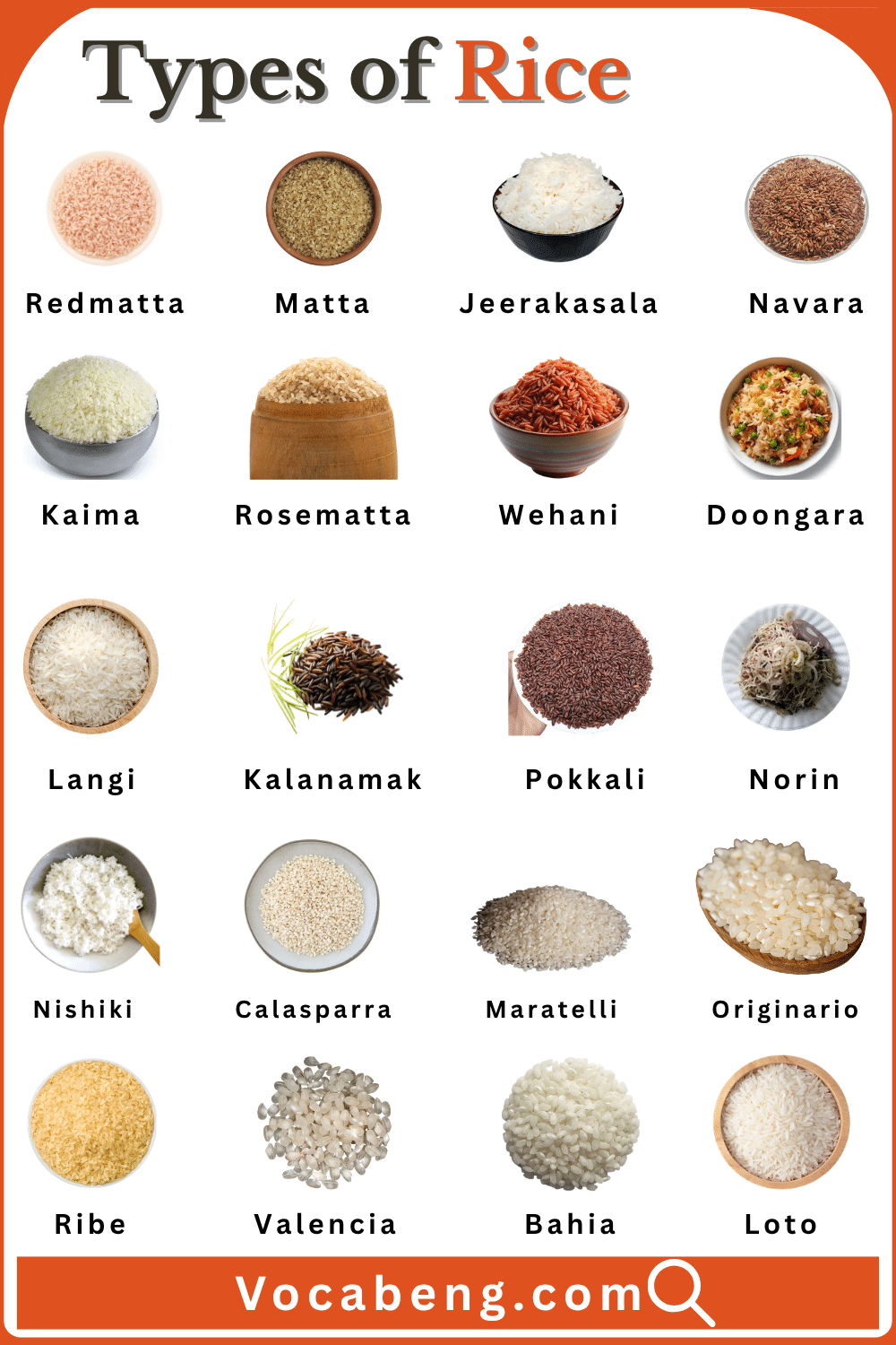 Most Common Types of Rice in English with Pictures
