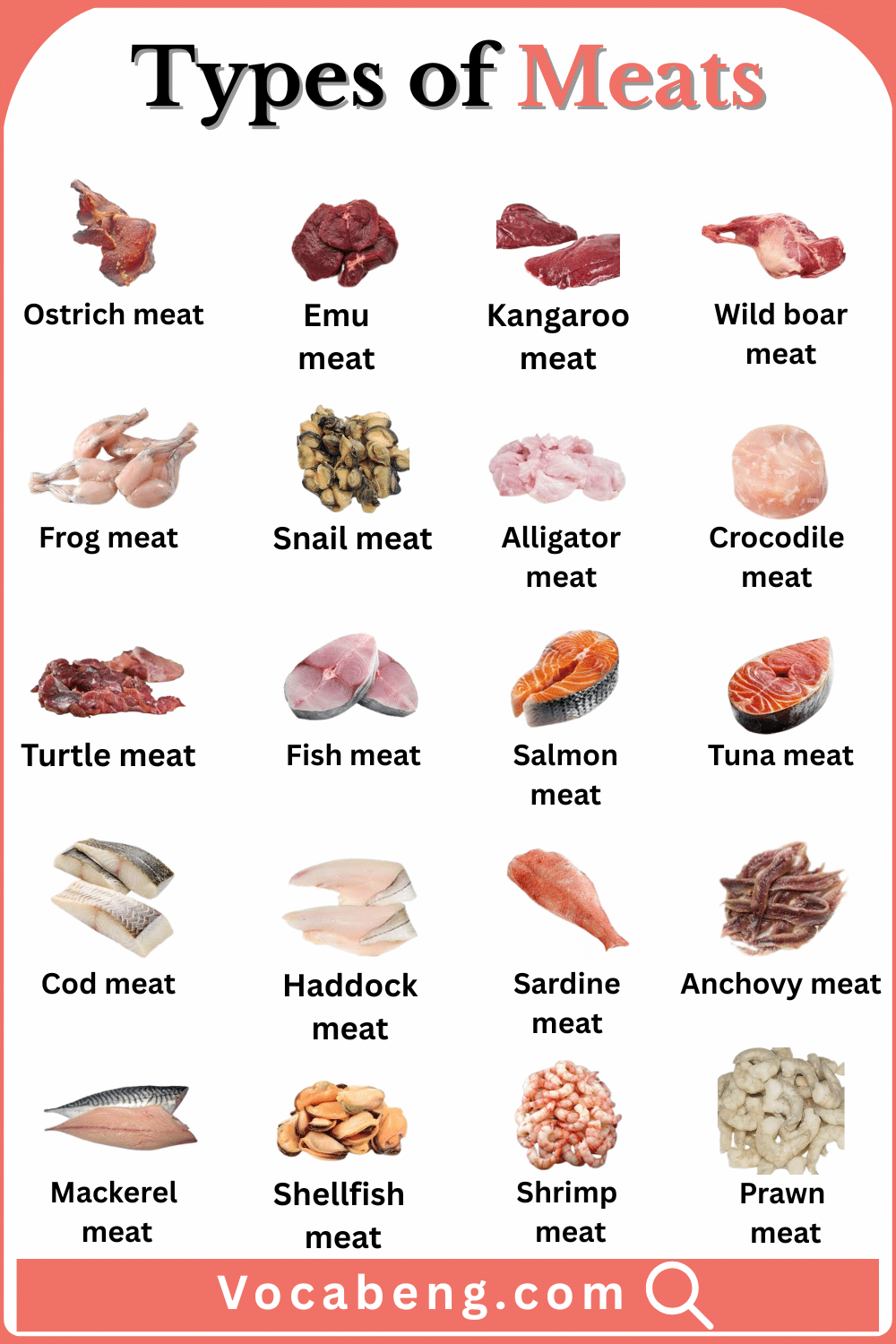 Different Types of Meats with Names and Pictures
