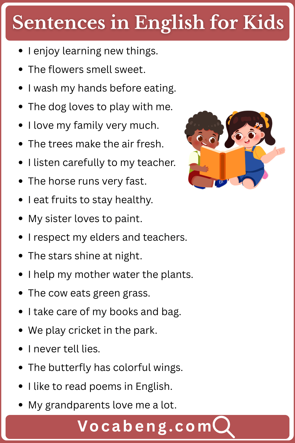 Simple English Sentences for 2nd grade Kids