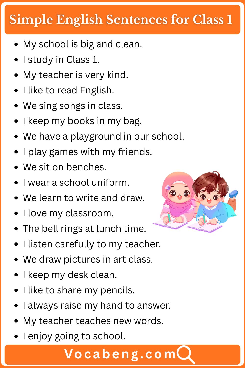 Simple English Sentences for Class 1