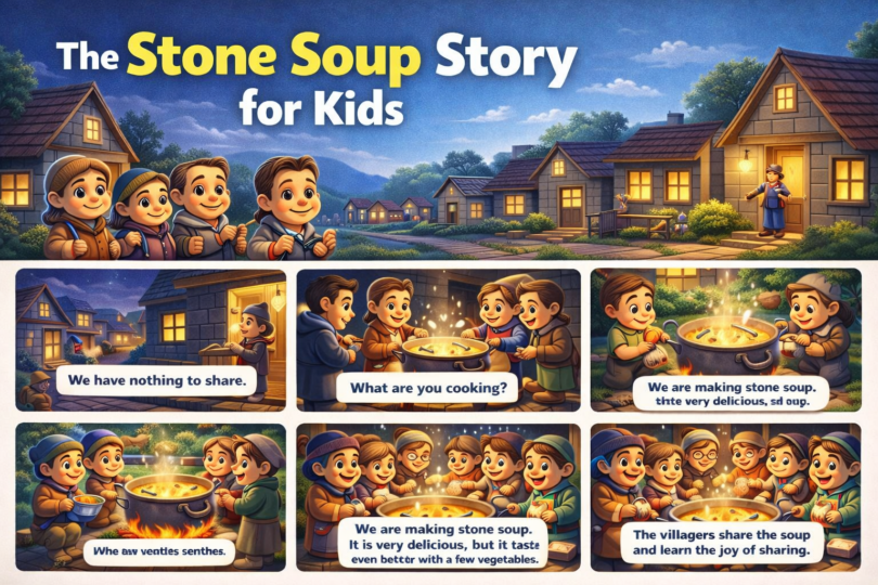 The Stone Soup Story for Kids in English and Pictures