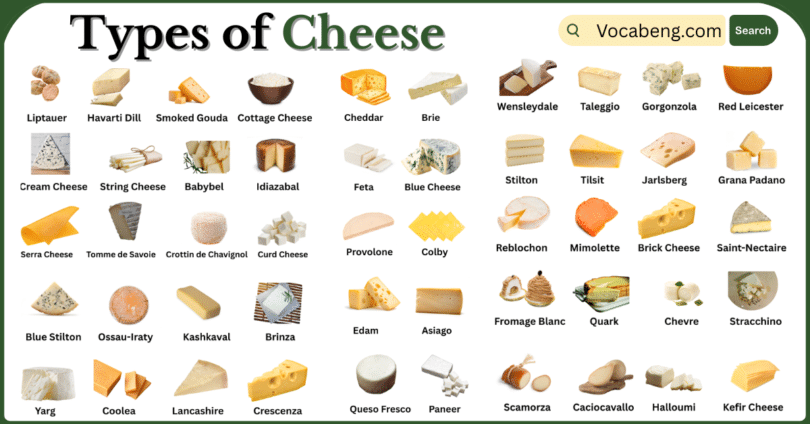 Types of Cheese with Names and Their Pictures