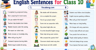 100 English Sentences for Class 10 PDF with Their Pictures