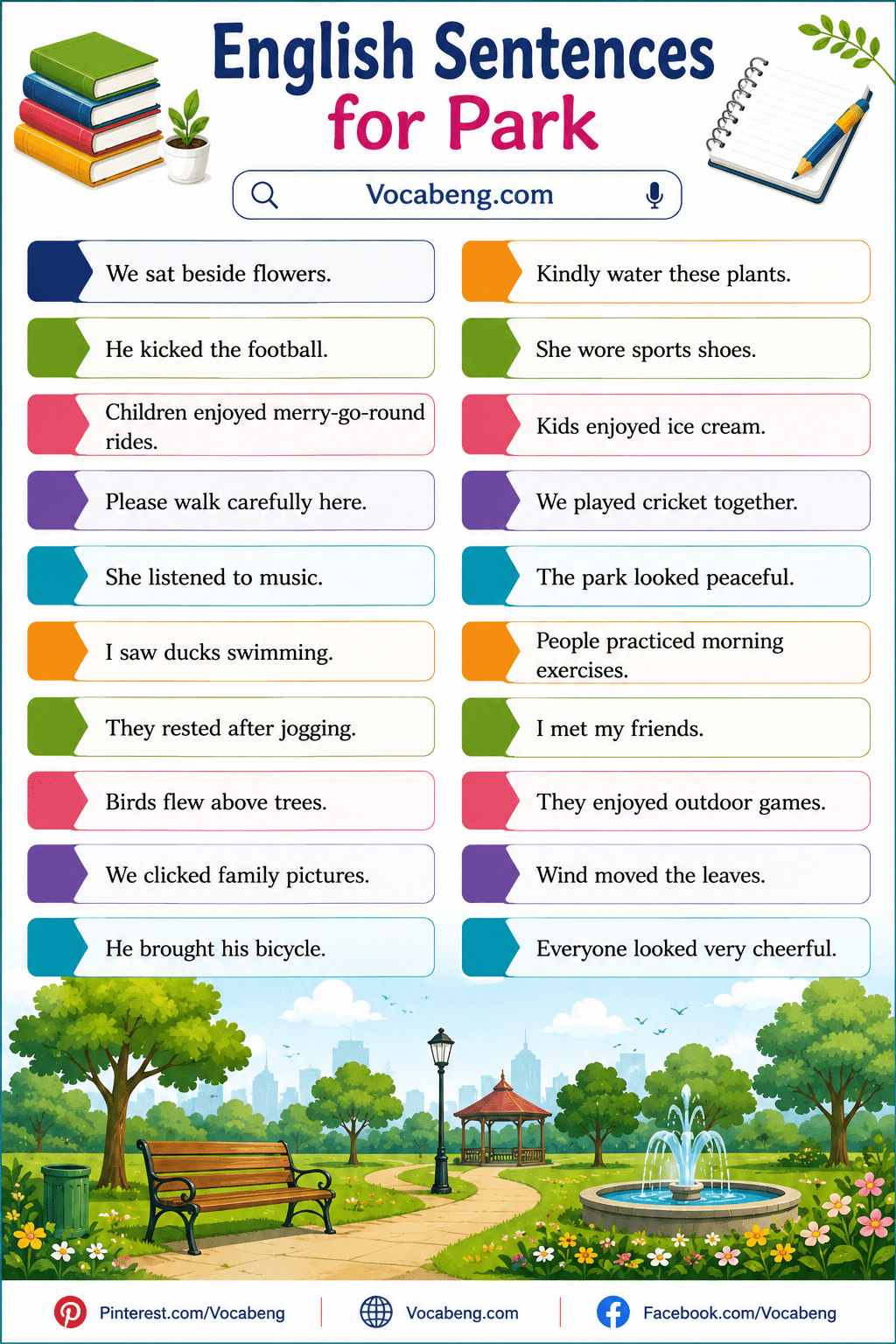 Basic English Sentences for Park for Children Conversation