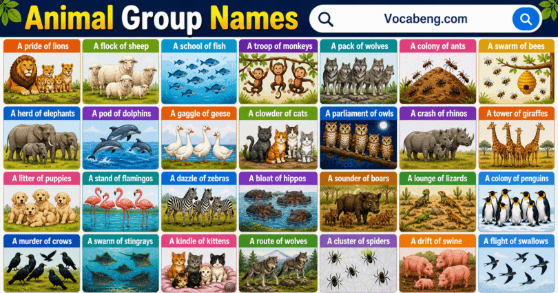 Collective Nouns for Animals in English with Pictures