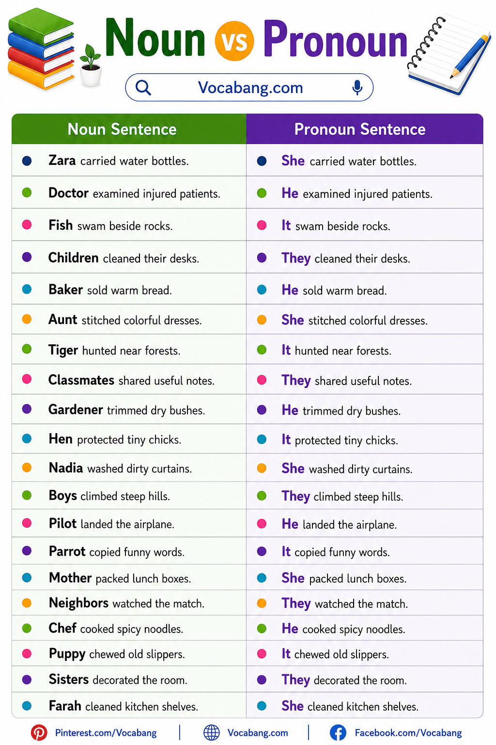 Common Noun vs Pronoun Examples Sentences
