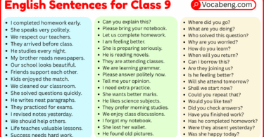 English Sentences for Class 9 with Their Pictures