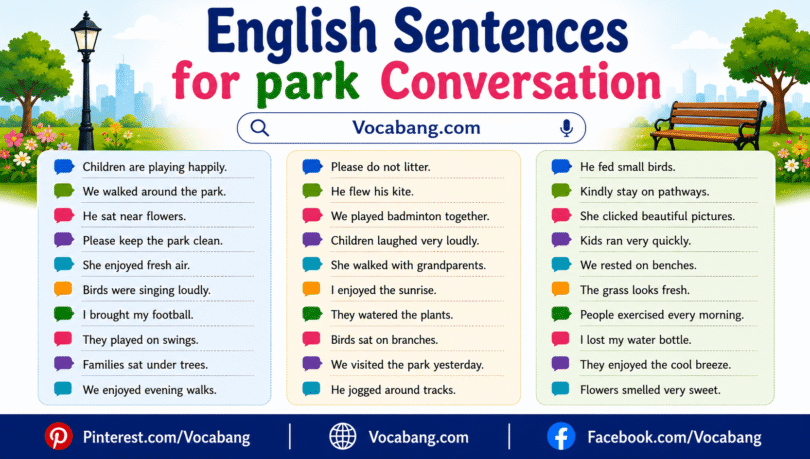English Sentences for Park Conversation with Pictures