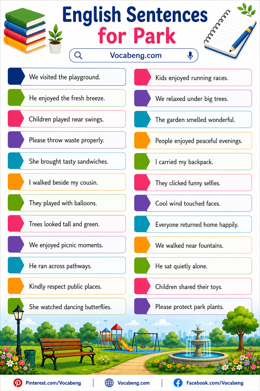 English Sentences for Park