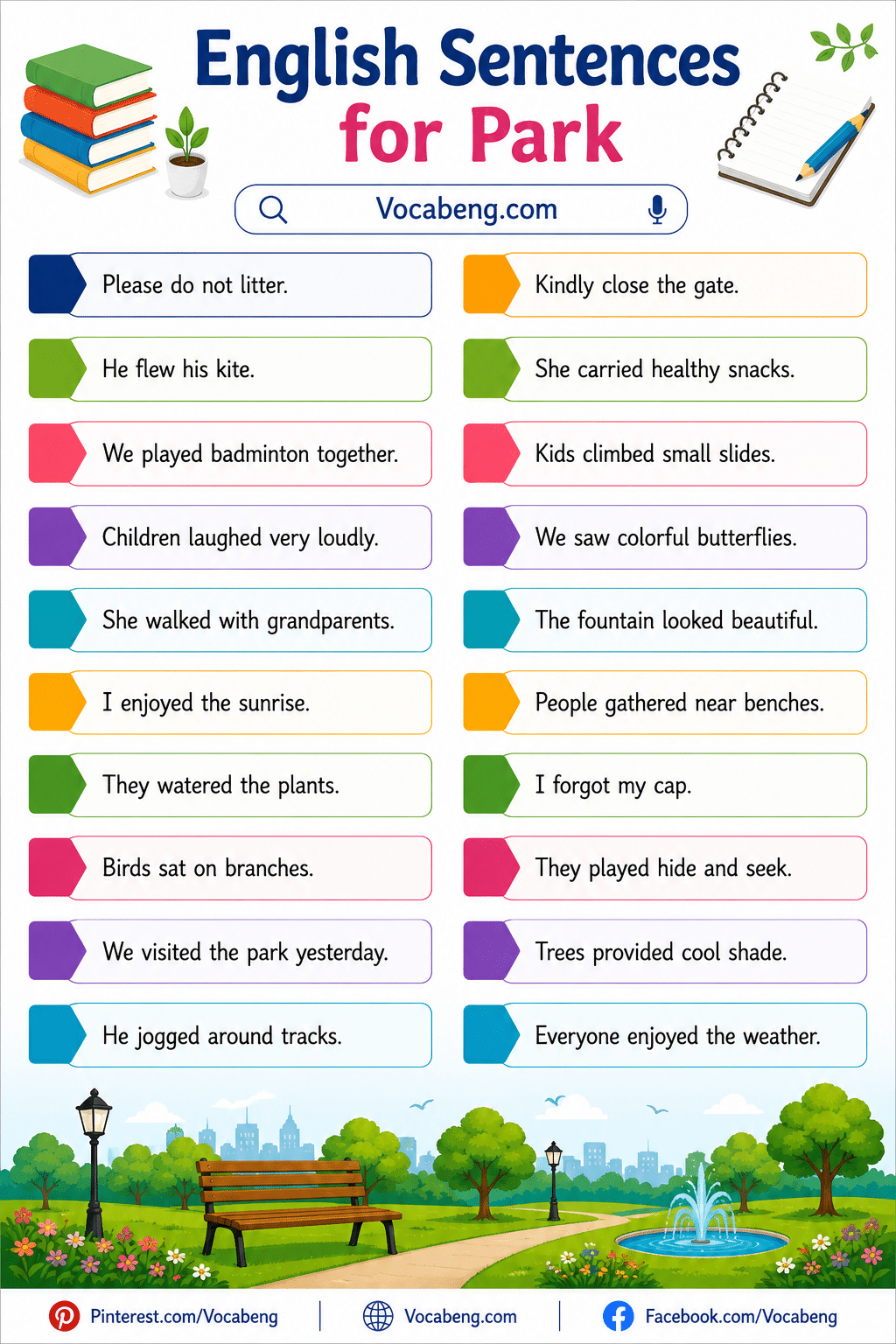 Kids English Sentences for Park
