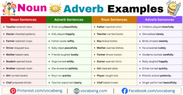 Noun vs Adverb Example Sentences in English with Pictures