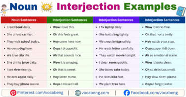 Noun vs Interjection Example Sentences in English with Pictures