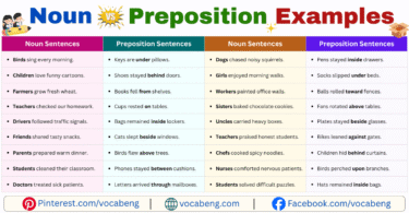 Noun vs Preposition Example Sentences in English with Pictures