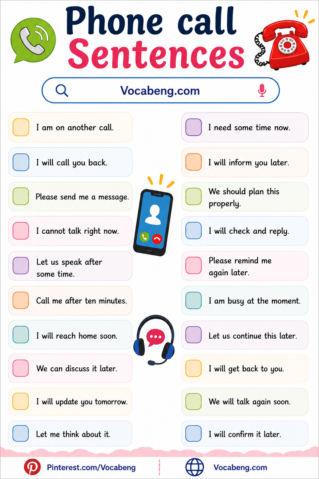 Phone conversation in English with Images