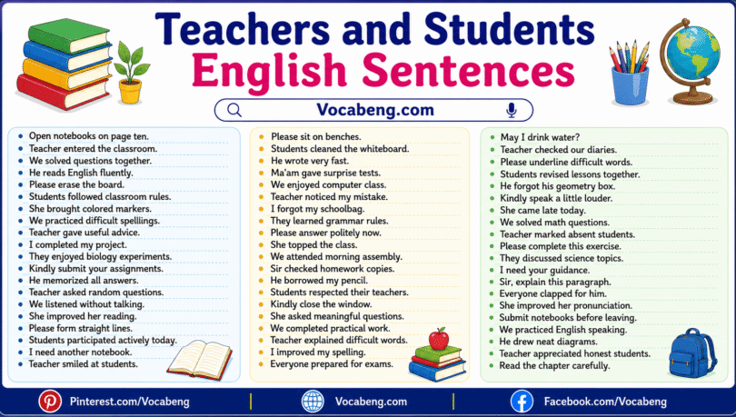 Teachers and Students English Sentences for daily use