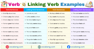 Verb vs Linking Verb Example Sentences in English with Pictures