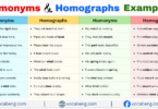 100 Homonyms and Homographs Example Sentences in English with Pictures