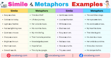100 Similes and Metaphors Examples Sentences in English with Pictures