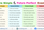 Future Simple and Future Perfect Examples Sentences in English with Pictures