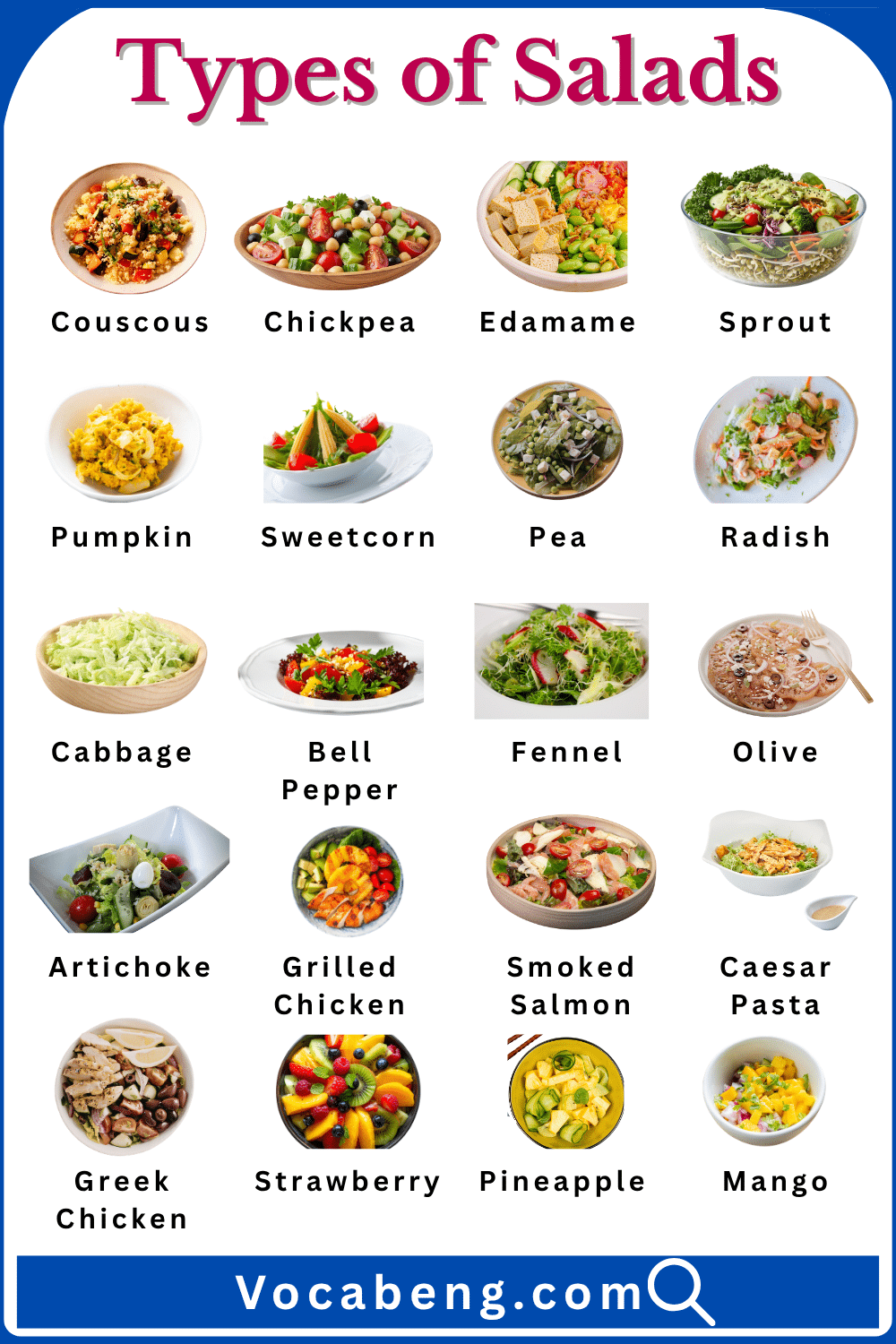 20 Types of Salads with Names in English