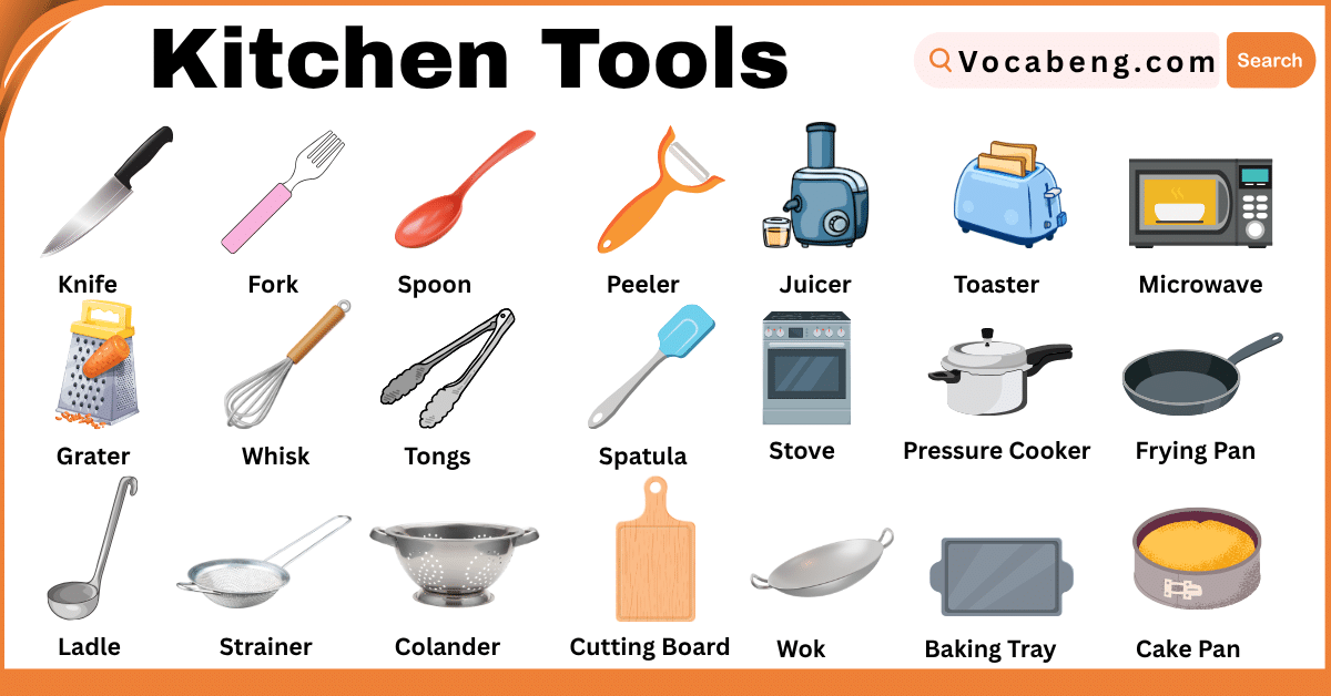 60 Kitchen Tools names in English and Their Pictures - vocabeng.com