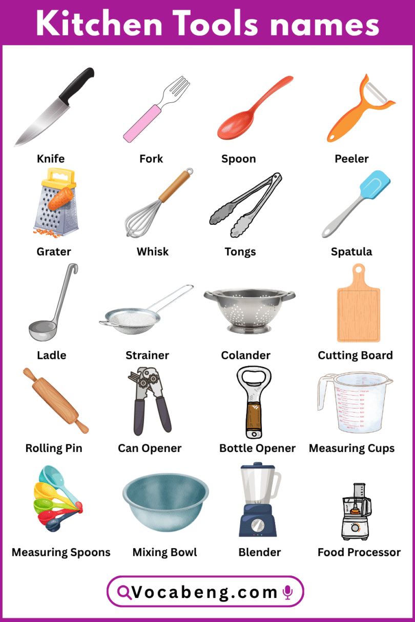 60 Kitchen Tools names in English and Their Pictures - vocabeng.com