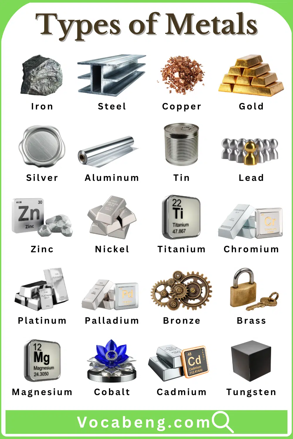 Different Types of Metals with Names and Pictures