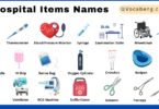Hospital Items Names in English with their Pictures