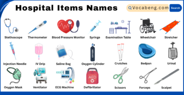 Hospital Items Names in English with their Pictures