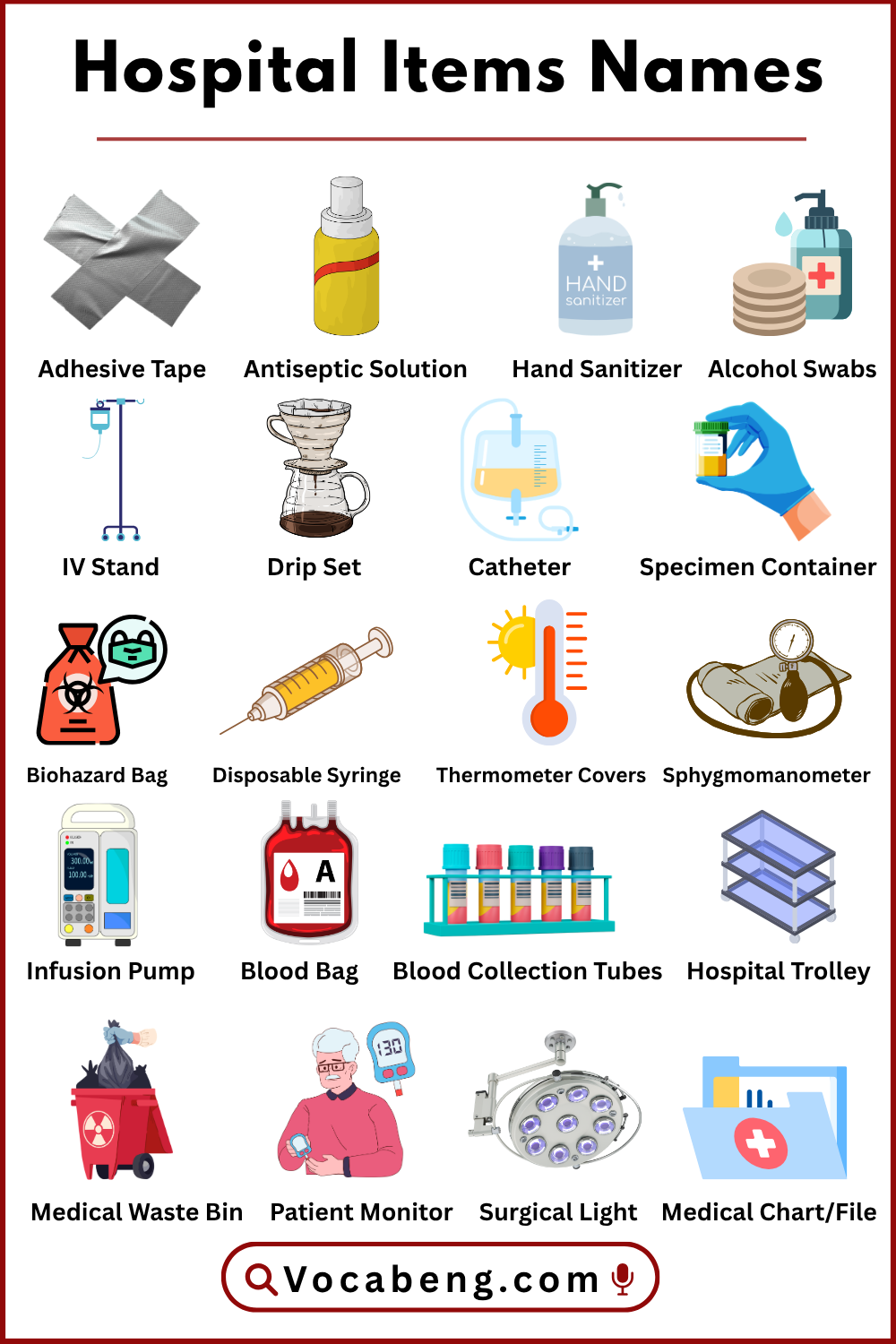 Items List for hospitals and Pictures