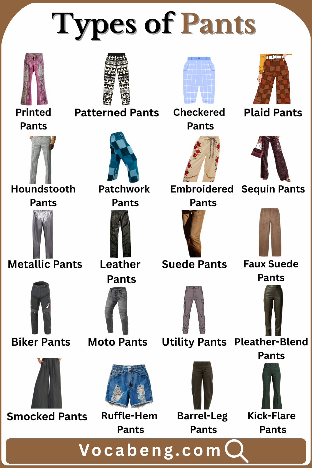 Most Common Types of Pants with Names and Pictures