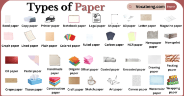 Types of Paper with Names in English with Pictures